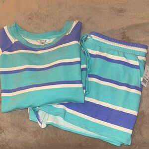 NWT WILDFOX Women’s Blue and Purple Striped Lounge Set | Size L